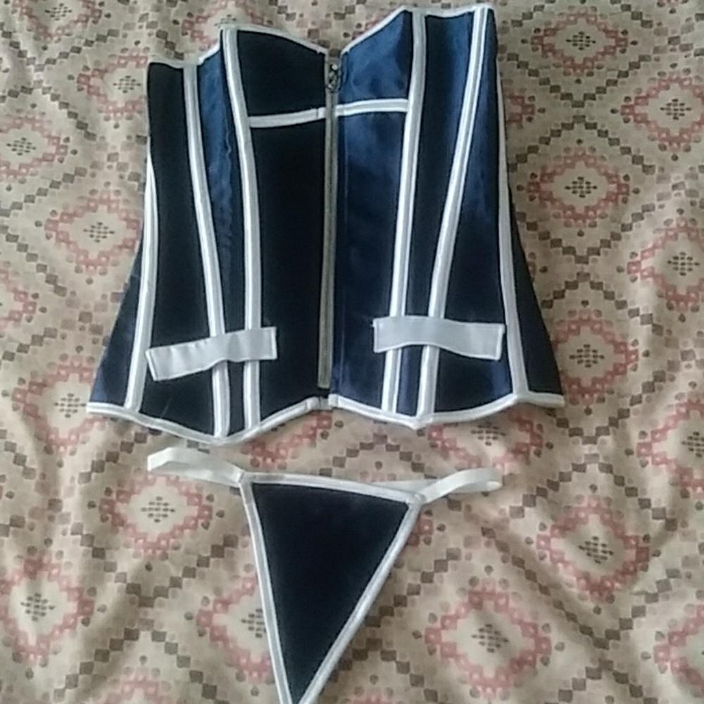 Two piece blue and white SEXY corset